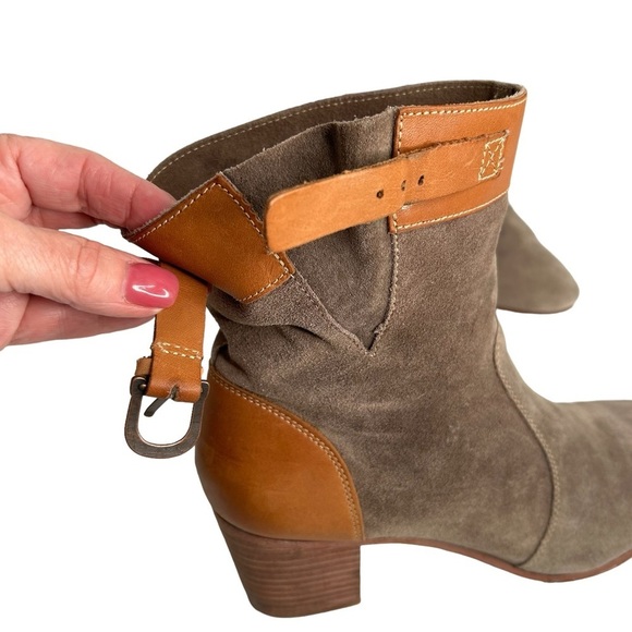 Sebago Dark Taupe Suede Sides w/Tan Leather ‘Nell’ Ankle Boots Sz 9.5 - Picture 7 of 13
